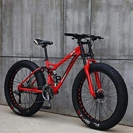 HHORB Fat Tyre Mountain Bike HHORB Adult Mountain Bikes, 24 / 26 Inch Fat Tire Hardtail Mountain Bike, Dual Suspension Frame And Suspension Fork All Terrain Mountain Bike, Red, 26inch