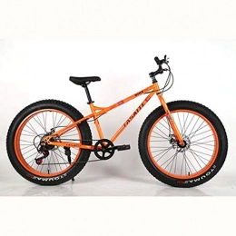 HJ Fat Tyre Mountain Bike hj Snowmobile Bike, 4.0 Widened Thick Tire Speed Changing Beach Bike 21 Speed 26 Inch Student Male And Female Mountain Bicycle Snowmobile, Orange