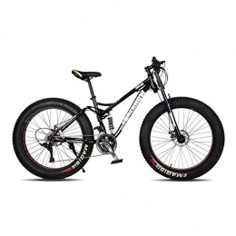 Hmcozy Fat Tyre Mountain Bike Hmcozy 24" 26" Mountain Bicycle, 24-Speed Mountain Bike with Disc Brake, Steel Frame, Black, 26in