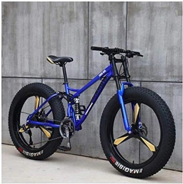 HongLianRiven Bike HongLianRiven BMX Mountain Bikes, 26 Inch 4.0 Fat Tire Hardtail Mountain Bike, Dual Suspension Frame And Suspension Fork All Terrain Mountain Bike 6-6 (Color : Blue, Size : 24 speed)