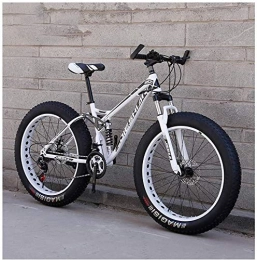 HQQ Fat Tyre Mountain Bike HQQ Adult Mountain Bikes, Fat Tire Dual Disc Brake Hardtail Mountain Bike, Big Wheels Bicycle, High-carbon Steel Frame (Color : New White, Size : 26 Inch 27 Speed)