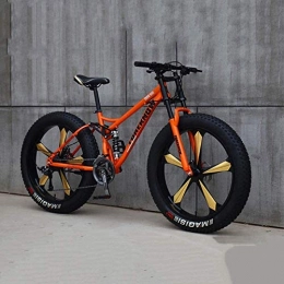 HQQ Fat Tyre Mountain Bike HQQ Bicycle, Mountain Bike, 26 Inch 7 / 21 / 24 / 27 Speed Bike, Men Women Student Variable Speed Bike, Fat Tire Mens Mountain Bike (Color : Orange, Size : 7 Speed)