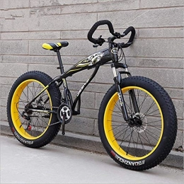 HUAQINEI Fat Tyre Mountain Bike HUAQINEI Mountain Bikes, 24 inch snow bike ultra-wide tire speed 4.0 snow bike mountain bike butterfly handle Alloy frame with Disc Brakes (Color : Black and yellow, Size : 24 speed)