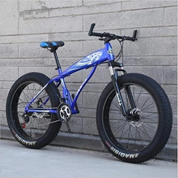 HUAQINEI Fat Tyre Mountain Bike HUAQINEI Mountain Bikes, 24 inch snow bike ultra-wide tire variable speed 4.0 snow bike mountain bike Alloy frame with Disc Brakes (Color : Blue, Size : 24 speed)