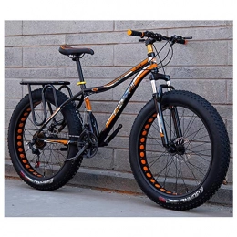HWOEK Fat Tyre Mountain Bike HWOEK Adults Snow Beach Bicycle, Double Disc Brake 24 / 26 Inch All Terrain Mountain Bike 4.0 Fat Tires Adjustable Seat, black orange, A 24 speed