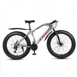 Hyuhome Fat Tyre Mountain Bike Hyuhome Mountain Bicycles for Men Women Adult, 26'' All Terrain MTB City Bycicle with 4.0 Fat Tire, Bold Suspension Fork Snow Beach Bicycle, Silver