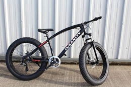 JHI Fat Tyre Mountain Bike JHI Fat Bike Insanity Black With Black Extreme 26" X 4" wheels Bicycle with 7 Shimano Gears