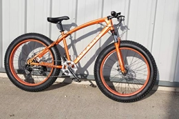 JHI Fat Tyre Mountain Bike JHI Fat Bike Insanity Orange Extreme 26" X 4" wheels Bicycle with 7 Shimano Gears
