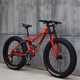 JSY Fat Tyre Mountain Bike JSY Red Spoke wheel 26 inch off-road bicycles, fat tires high carbon steel suspension youth men and women mountain bikes, Adult Dual disc brake men and women mountain bikes (21-speed)