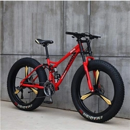 JSY Fat Tyre Mountain Bike JSY Red Three cutter wheel 26 inch off-road bicycles, fat tires high carbon steel suspension youth men and women mountain bikes, Adult Dual disc brake men and women mountain bikes (21-speed)