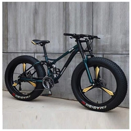 KaiKai Fat Tyre Mountain Bike KaiKai Men's Mountain Bikes, 26-Inch Mountain Trail Bike, High-carbon Steel Dual-Suspension Mountain Bike, Adult All Terrain Mountain Bike, Fat Tire Anti-Slip Bikes, Black 5 Spoke, 21 speed
