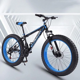 Kays Fat Tyre Mountain Bike Kays Mountain Bike, 26'' Wheel Bicycles 24 Speeds MTB Lightweight Carbon Steel Frame Disc Brake Front Suspension (Color : Blue)