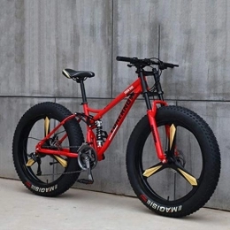 SXRPZ Fat Tyre Mountain Bike Kids Classic Tricycle Mountain Bikes 26 Inches 21 / 24 / 27 Speed Off Road Beach Mountain Bicycle Adult Super Wide Tires Men And Women Cycling Students, red, 24 speed