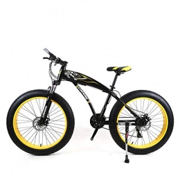 KNFBOK mens bikes mountain bike 21-speed 26-inch mountain bike wide tire disc shock absorber student bicycle High carbon steel black yellow Suitable for snow, roads, beaches, etc.