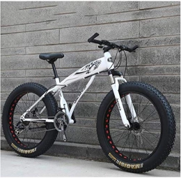 Kytwn Fat Tyre Mountain Bike Kytwn Adult Mountain Bikes, Boys Girls Fat Tire Mountain Trail Bike, Dual Disc Brake Hardtail Mountain Bike, High-carbon Steel Frame, Bicycle (Color : White C, Size : 24 Inch 24 Speed)