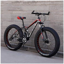 Kytwn Fat Tyre Mountain Bike Kytwn Adult Mountain Bikes, Fat Tire Dual Disc Brake Hardtail Mountain Bike, Big Wheels Bicycle, High-carbon Steel Frame (Color : New Red, Size : 24 Inch 27 Speed)