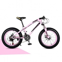 Langlin Fat Tyre Mountain Bike Langlin 24" Mountain Bike Bicycle Comfort Fat Tire Bikes Beach Snow All Terrain Bike Variable Speed Bicycle High Carbon Steel Frame Double Disc Brake, pink, 24 inch 7 speed