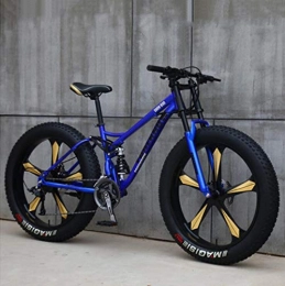 Langlin Fat Tyre Mountain Bike Langlin Mountain Bike 26 Inch 7 / 21 / 24 / 27 Speed Bike High Carbon Steel Frame Double Disc Brake System Fat Tire Variable Speed Mens Mountain Bicycle, blue, 27 speed
