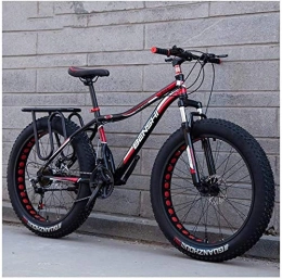 LAZNG Bike LAZNG Adult Fat Tire Mountain Bikes, Dual Disc Brake Hardtail Mountain Bike, Front Suspension Bicycle, Women All Terrain Mountain Bike, Red A, 26 Inch 27 Speed (Color : Red B, Size : 24 Inch 27 Speed)