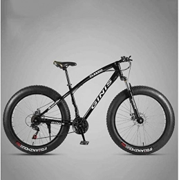 LBYLYH Fat Tyre Mountain Bike LBYLYH 26-Inch Mountain Bikes, Dual Disc Brakes Fat Tire Mountain Bike Trail, Hardtail Mountain Bike, Adjustable Seat Bicycle, High-Carbon, Black, 24 Speed Spoke