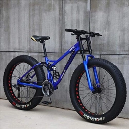 LBYLYH Fat Tyre Mountain Bike LBYLYH Mens 26 Inch Fat Tire Mountain Bike, beach snow bikes, dual disc brakes Cruiser Bicycle, Alloy Wheels Lightweight high-carbon, Blue, 24 speed