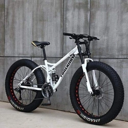 LEYOUDIAN Fat Tyre Mountain Bike LEYOUDIAN Adult Mountain Bikes, 24 Inch Fat Tire Hardtail Mountain Bike, Dual Suspension Frame And Suspension Fork All Terrain Mountain Bike (Color : White, Size : 27 Speed)