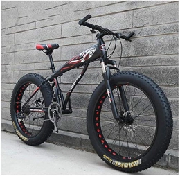 LEYOUDIAN Fat Tyre Mountain Bike LEYOUDIAN Adult Mountain Bikes, Boys Girls Fat Tire Mountain Trail Bike, Dual Disc Brake Hardtail Mountain Bike, High-carbon Steel Frame, Bicycle (Color : Red D, Size : 24 Inch 21 Speed)