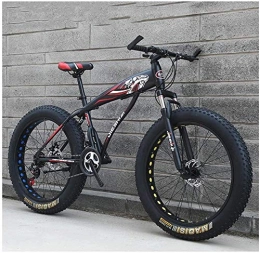 LEYOUDIAN Fat Tyre Mountain Bike LEYOUDIAN Adult Mountain Bikes, Boys Girls Fat Tire Mountain Trail Bike, Dual Disc Brake Hardtail Mountain Bike, High-carbon Steel Frame, Bicycle (Color : Red E, Size : 24 Inch 21 Speed)