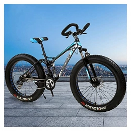 LHQ-HQ Fat Tyre Mountain Bike LHQ-HQ 24" Wheel Fat Tire Mountain Bike 4" Wide Tires 30 Speed Dual Disc Brake Dual-Suspension Butterfly Handlebar Bicycle for Adult Teen, D