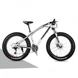 LHQ-HQ Fat Tyre Mountain Bike LHQ-HQ 26" Fat Tire Adults Mountain Trail Bike, 24-Speed Gears, Fork Suspension, High-Carbon Steel Frame, Dual Disc Brake, Loading 160 Kg Suitable for Height 170-220CM, silver