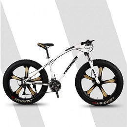 LHQ-HQ Fat Tyre Mountain Bike LHQ-HQ Adults Mountain Trail Bike, 26" Fat Tire, 27-Speed Gears, High-Carbon Steel Frame, Fork Suspension, ​Dual Disc Brake, Loading 160 Kg Suitable for Height 170-220CM, white