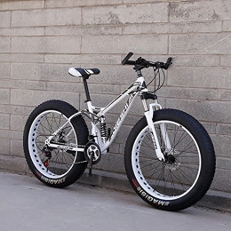LHQ-HQ Fat Tyre Mountain Bike LHQ-HQ Adults Mountain Trail Bike, 26" Fat Tire, 27 Speed, High-Carbon Steel Frame, Dual-Suspension, ​Shimano Shift Kit, Loading 200Kg, A