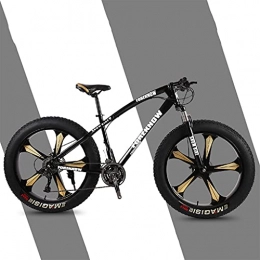 LHQ-HQ Fat Tyre Mountain Bike LHQ-HQ Adults Mountain Trail Bike, 26" Fat Tire, 30-Speed Gears, High-Carbon Steel Frame, Fork Suspension, ​Dual Disc Brake, Loading 160 Kg Suitable for Height 170-220CM, black