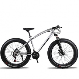 LHQ-HQ Fat Tyre Mountain Bike LHQ-HQ Outdoor sports Fat Bike, 26 inch cross country mountain bike 7 speed beach snow mountain 4.0 big tires adult outdoor riding (Color : Silver)