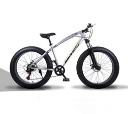 LHSUNTA Bike LHSUNTA 26 Inch Fat Tire Hardtail Mountain Bike, Dual Suspension Frame And Suspension Fork All Terrain Mountain Bicycle, Men's And Women Adult, 24 speed, Silver spoke