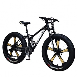 LINGYUN Bike LINGYUN 5 Spoke 4 in Fat Tire 19-Inch High Carbon Steel Mountain Bikes, 26-inch Magnesium Alloy Wheels, Perfect Men's and Women Outdoor Riding Tool, Black, 27