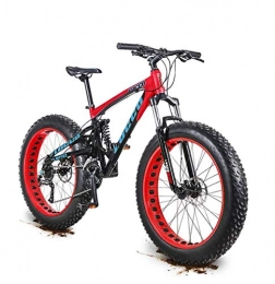 LJ Fat Tyre Mountain Bike LJ Bicycle, Adult Fat Tire Mountain Bike, 27 Speed Aluminum Alloy Off-Road Snow Bikes, Oil Pressure Double Disc Brake Beach Cruiser Bicycle, 26 inch Wheels, Red, Red