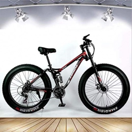 LJ Bicycle,Adult Fat Tire Mountain Bike, Snow Bike, Double Disc Brake Cruiser Bikes, Beach Bicycle 26 inch Wheels,C,a