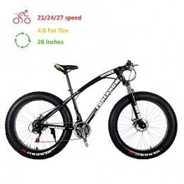 LJJ Bike LJJ Adult Mountain Bike 26 inches, Fat Tire Mountain Trail Bike, Hardtail Mountain Bikes, Mountain Bicycle with Front Suspension Adjustable Seat, 21 / 24 / 27 Speed