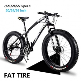 LJJ Fat Tyre Mountain Bike LJJ Mountain Bike for Adults Men And Women, High Carbon Steel Frame, Hardtail Mountain Bikes, Mechanical Disc Brake, 20 / 24 / 26 Inch Fat Tire 7 / 21 / 24 / 27 speeds