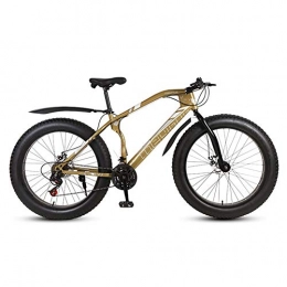 LOGER 26 inch 4.0 wide tire snowmobile ATV, dual disc brake off-road variable speed bicycle, adult mountain bike-gold-24SPEED