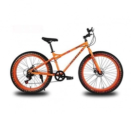 LUO Fat Tyre Mountain Bike LUO Bicycle, 26 inch Mountain Bike for Adults, Dual Disc Brake Fat Tire Mountain Trail Bicycle, Hardtail Mountain Bike, High-Carbon Steel Frame, White, 27 Speed, Orange, 24 Speed