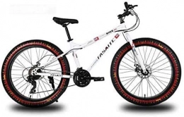 LUO Bike LUO Bicycle, 26 inch Mountain Bike for Adults, Dual Disc Brake Fat Tire Mountain Trail Bicycle, Hardtail Mountain Bike, High-Carbon Steel Frame, White, 27 Speed, White, 27 Speed