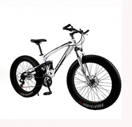 LUO Fat Tyre Mountain Bike LUO Bicycle, Fat Tire Mountain Bike Bicycle for Men Women, with Full Suspension MBT Bikes Lightweight High Carbon Steel Frame and Double Disc Brake, E, 26 inch 7 Speed, B, 24 inch 24 Speed