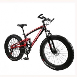 LUO Fat Tyre Mountain Bike LUO Bicycle, Fat Tire Mountain Bike Bicycle for Men Women, with Full Suspension MBT Bikes Lightweight High Carbon Steel Frame and Double Disc Brake, E, 26 inch 7 Speed, B, 24 inch 7 Speed