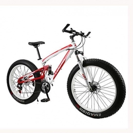 LUO Fat Tyre Mountain Bike LUO Bicycle, Fat Tire Mountain Bike Bicycle for Men Women, with Full Suspension MBT Bikes Lightweight High Carbon Steel Frame and Double Disc Brake, E, 26 inch 7 Speed, C, 24 inch 7 Speed