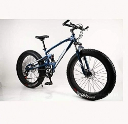 LUO Fat Tyre Mountain Bike LUO Bicycle, Fat Tire Mountain Bike Bicycle for Men Women, with Full Suspension MBT Bikes Lightweight High Carbon Steel Frame and Double Disc Brake, E, 26 inch 7 Speed, E, 26 inch 7 Speed