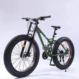 LUO Fat Tyre Mountain Bike LUO Bike，Adult Fat Tire Mountain Bike, Full Suspension Off-Road Snow Bikes, Double Disc Brake Beach Cruiser Bicycle, Student Highway Bicycles, 26 inch Wheels, Orange, 24 Speed, Green, 21 Speed