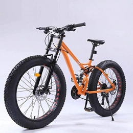 LUO Fat Tyre Mountain Bike LUO Bike，Adult Mens Fat Tire Mountain Bike, Variable Speed Snow Beach Bikes, Double Disc Brake Cruiser Bicycle, Off-Road Travel Bicycles, 26 inch Wheels, Black, 21 Speed, Orange, 27 Speed
