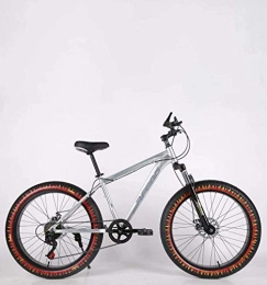 LUO Bike LUO Bike，Mens Adult Fat Tire Mountain Bike, Double Disc Brake Beach Snow Bicycle, High-Carbon Steel Frame Cruiser Bikes, 24 inch Flame Wheels, C, 27 Speed, B, 7 Speed